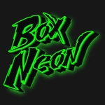 Texto neón bonito en caja