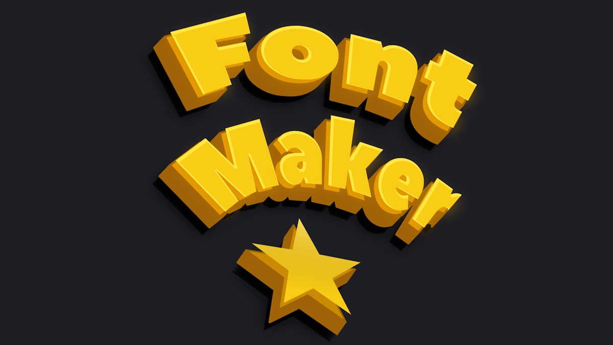 Texto 3D amarillo voluminoso en estilo animado