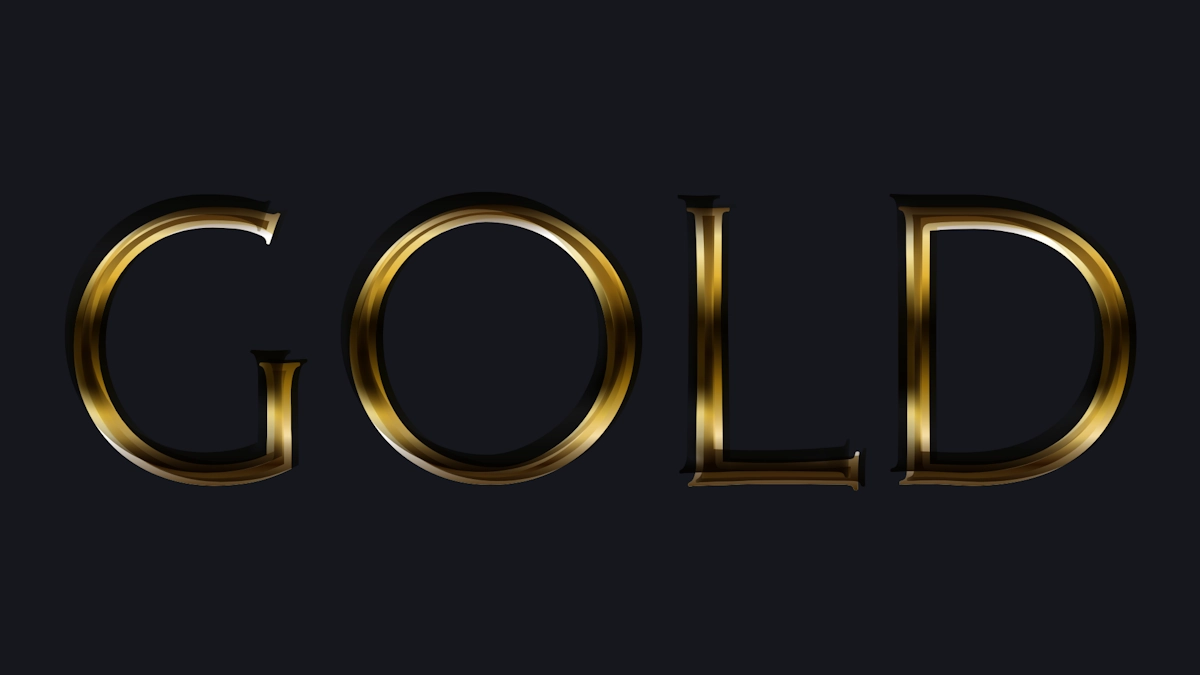 Texto dorado 3D realista con destellos