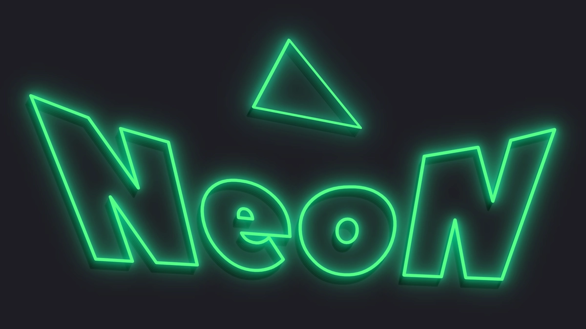 Neón verde 3D | Texto contorneado brillante