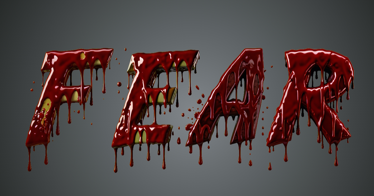Generador de texto aterrador: ejemplo de creación de fuente 3D con sangre que gotea