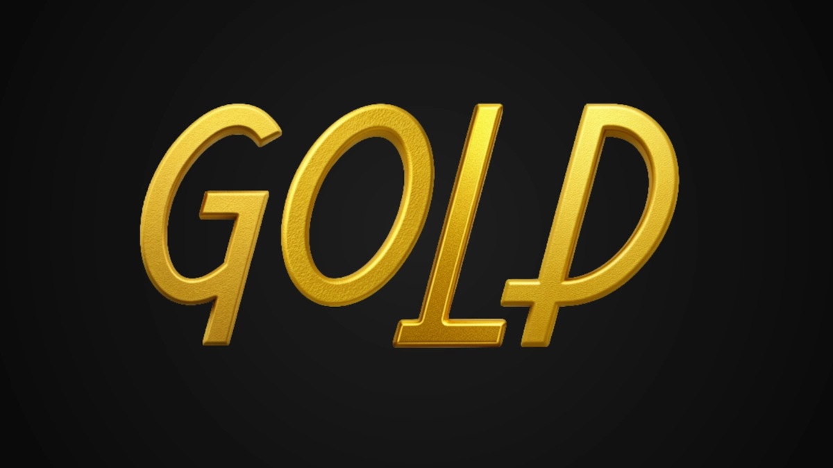 Texto 3D elegante con textura de oro mate noble