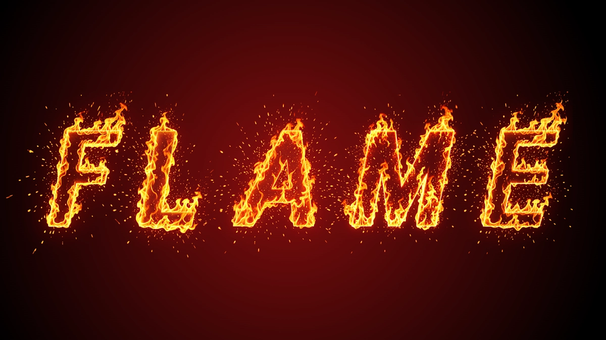 Efecto de letras ardientes y llamas para texto