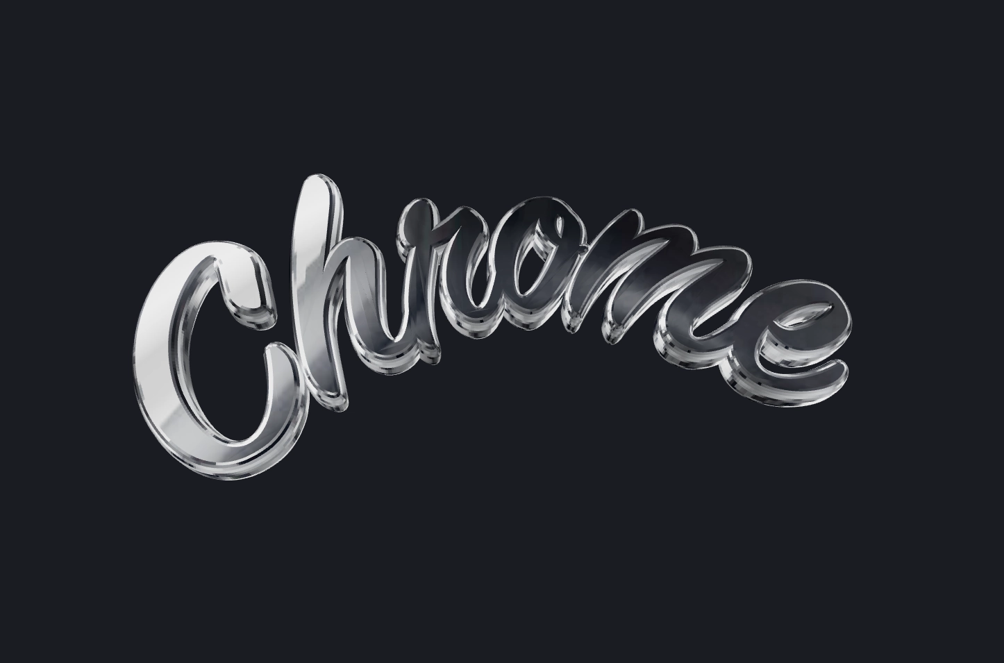 Texto 3D clásico cromo. Bonita inscripción 3D.