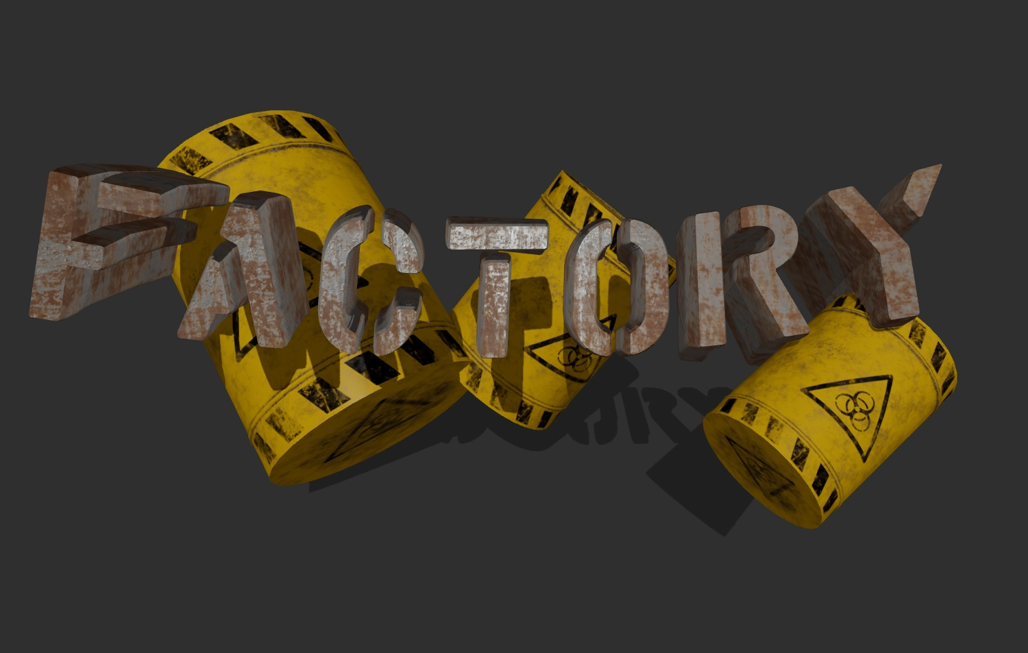 Texto 3D en estilo industrial con metal oxidado. Crear logotipo.