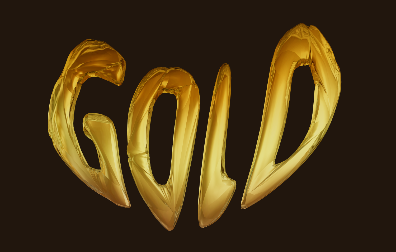Texto 3D dorado voluminoso. Letras inflables.