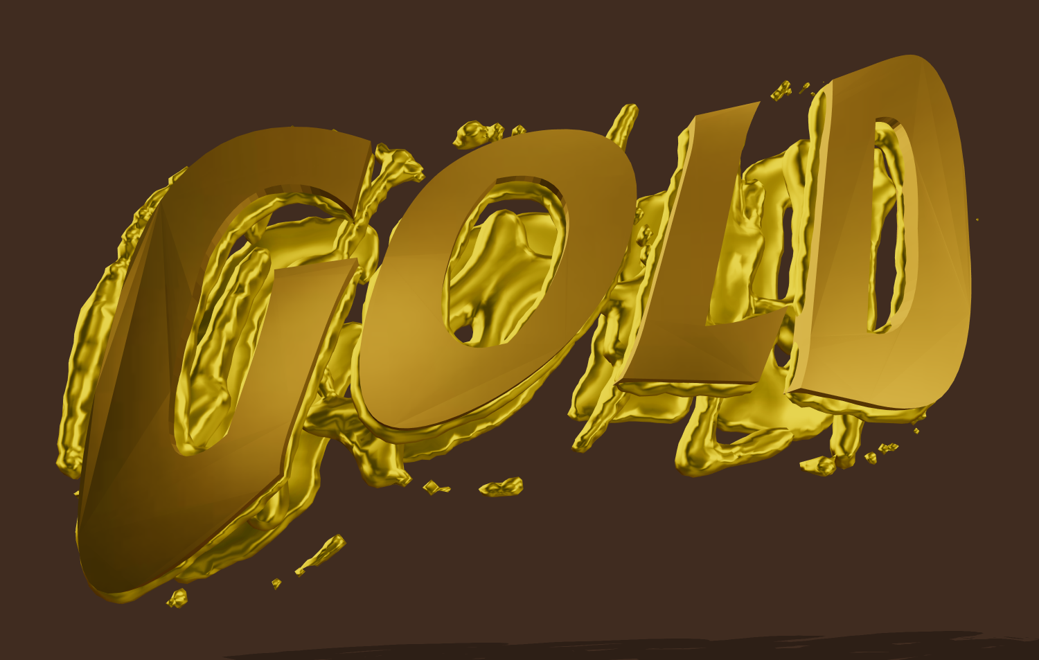 Texto 3D dorado con efecto de metal líquido. Crear logotipo en línea.