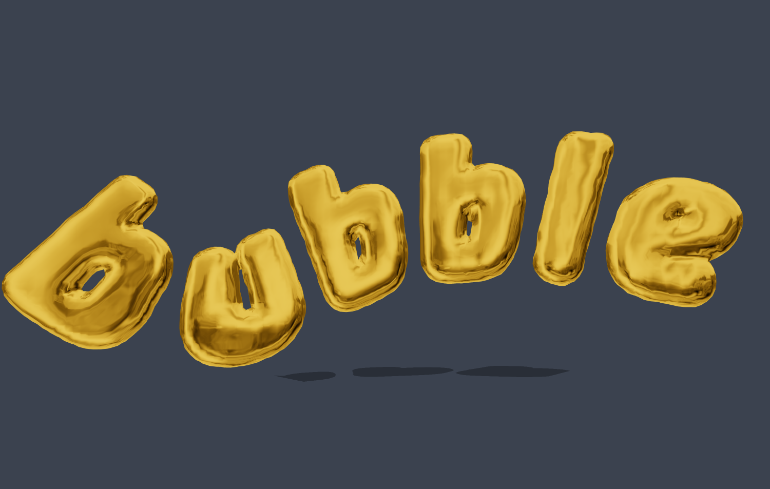 Texto 3D dorado en estilo burbujas. Fuente 3D bubble.
