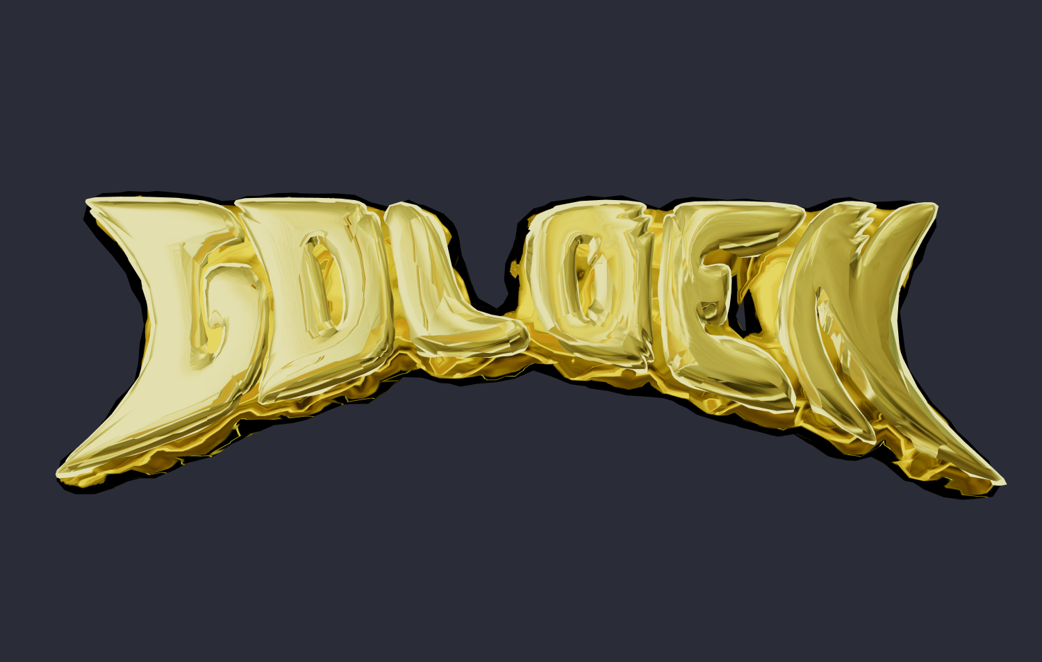 Texto 3D dorado, inscripción bonita voluminosa.