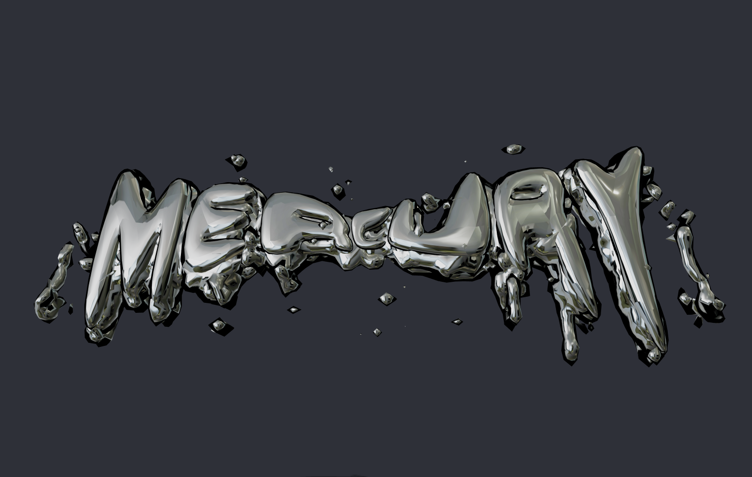 Inscripción 3D en estilo mercurio fundido. Fuente 3D para logotipo.