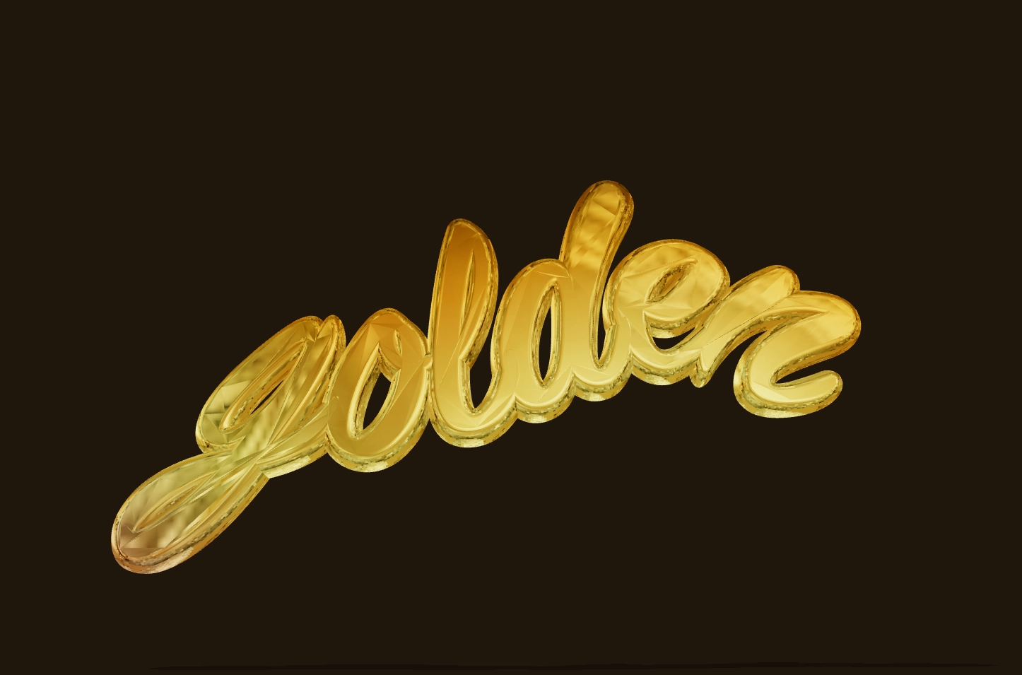 Texto 3D dorado con borde pulido. Crear un bonito logotipo.
